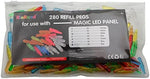 Side profile of durable translucent RioRand pegs catching light for creative kids crafts.