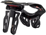 Leatt premium carbon fiber off road neck brace highlighting the split rear thoracic strut design.