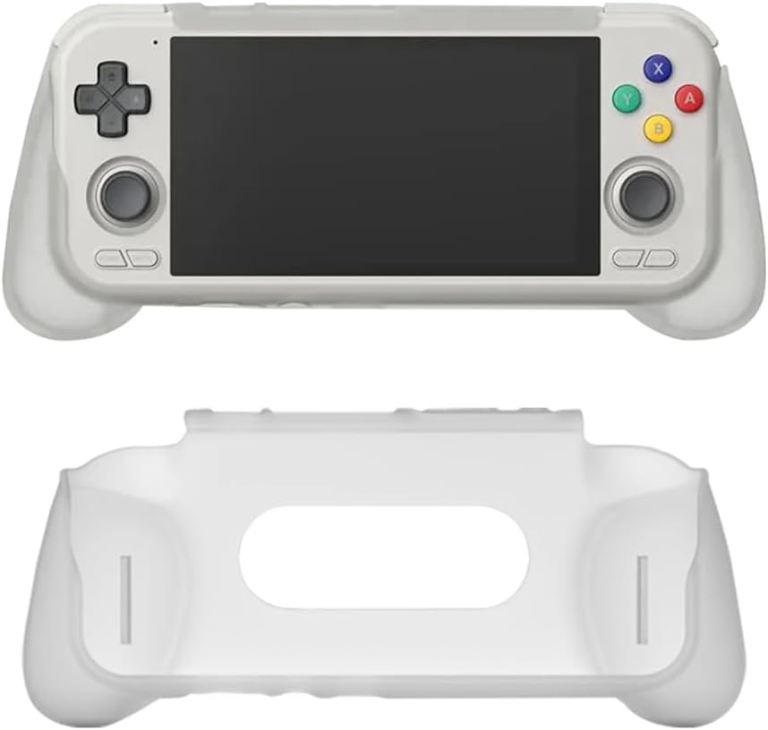 Hesupy Retroid Pocket 4 Pro ergonomic hand grip cover case in white showing the front view.