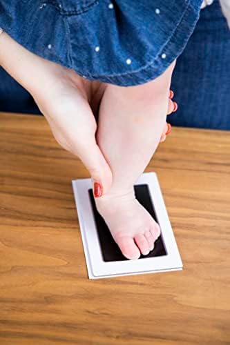 Kate & Milo clean-touch baby handprint kit dimensions showing infant size compatibility.