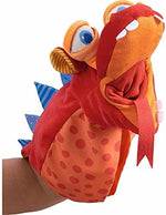 Side profile of the fifteen point seventy five inch tall HABA preschool educational toy puppet.