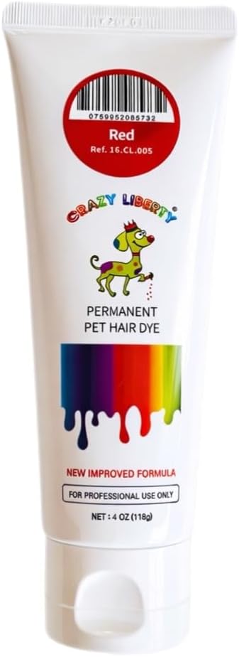 Crazy Liberty permanent red dog dye gel container for creative grooming