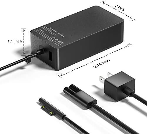 Runpower 65 watt adapter with full extended cable length laid out on a clean backdrop