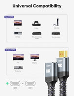 Angled view of Highwings male to female HDMI cord highlighting compact space-saving design.