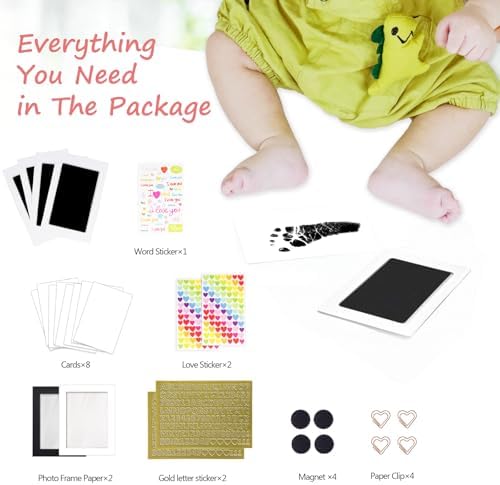 Completed DIY baby footprint keepsake displayed in a modern vertical frame