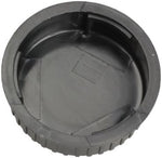 Five pieces of replacement camera rear caps arranged on a white background