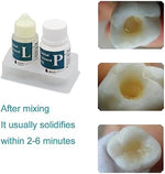 High strength universal shade dental cement powder and eugenol liquid bottle packaging details.