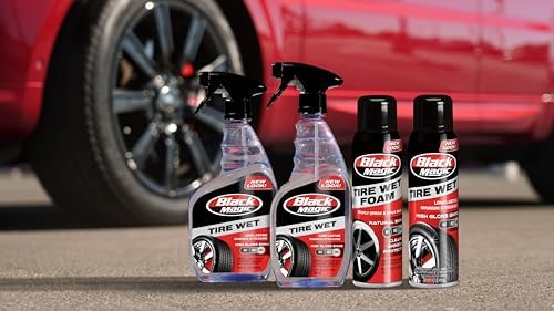 High gloss finish on black rubber tire using Black Magic