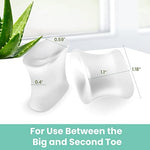 Transparent silicone toe spacers being worn for overlapping toe correction