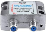Skywalker 5-2300MHz mini diplexer viewed from the top showing clear port labeling and specifications.