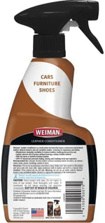 Weiman 3-in-1 leather care spray bottle label detail
