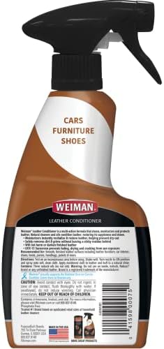 Weiman 3-in-1 leather care spray bottle label detail