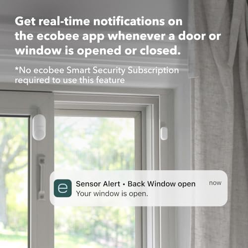 Ecobee wireless open close sensor placed on a bedroom valuables drawer for internal security tracking.