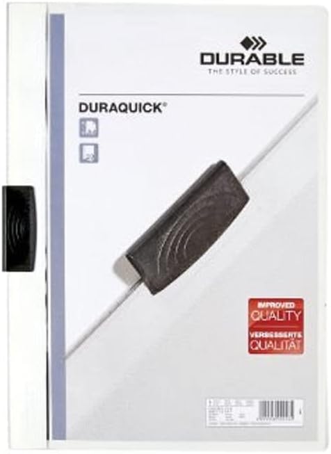 DURABLE Hunke & Jochheim Clamp Binder DURAQUICK®, Soft/Hard Film, 20 Sheets, Transparent/White - Image 1