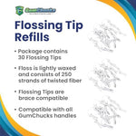 Close up of 250 fiber twisted dental floss for tight teeth