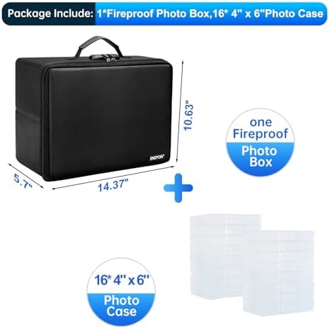 Engpow fireproof photo organizer with combination lock closed
