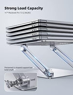 Lamicall dual axis adjustable laptop lifter showcasing maximum height extension angles