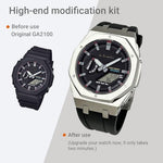 Rugged industrial octagonal profile watch bezel replacement close up view