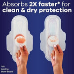 Side view of Always Ultra Thin pads packaging highlighting RapidDRY technology