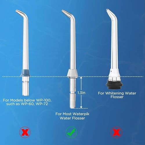 Family set of six water flosser jet tips with identification rings