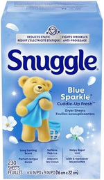 Snuggle dryer sheets box highlighting high efficiency safe logo and count