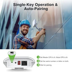 AdaLov 5.8GHz outdoor CPE bridge units illustrating the weather resistant IP65 housing and RJ45 ethernet ports.