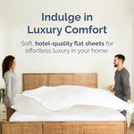 Close up view of the ultra soft double brushed microfiber material of the white flat sheet.