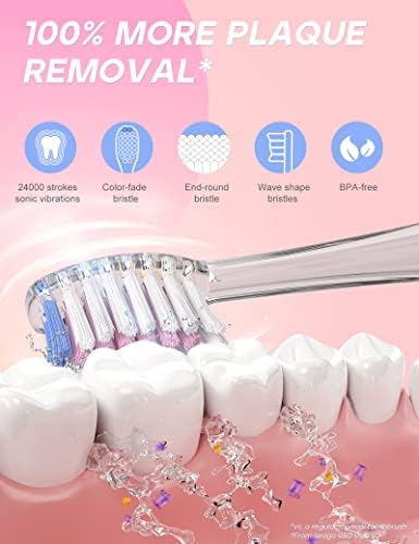 Pink SEAGO sonic toothbrush for girls with rainbow LED light activated.