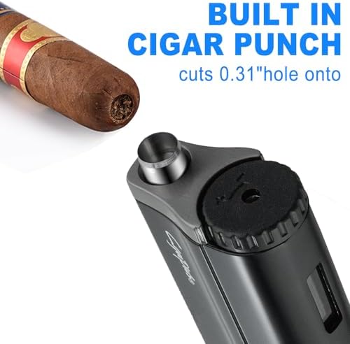 Cgaplus pocket friendly heavy duty cigar lighter and cutter set for outdoor use