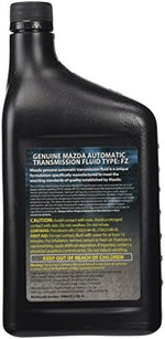 Side view of 32 fluid ounce Mazda ATF FZ container detailing product specifications and application instructions.