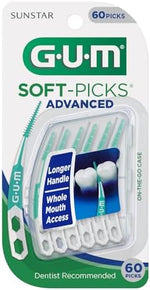 Close up of GUM interdental brush flexible rubber bristles and tapered tip