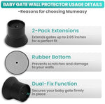 Close up view of the heavy duty rubber backing on the Mumeasy safety gate extender