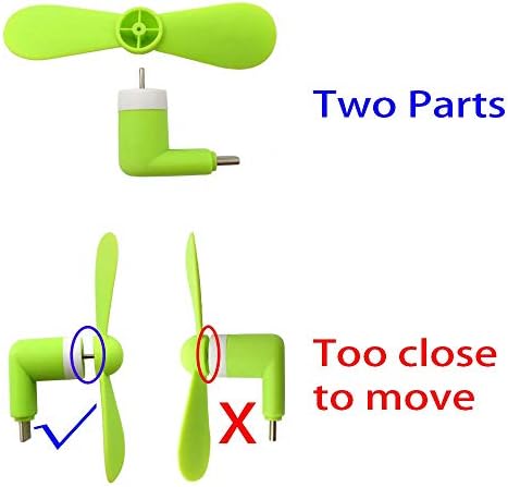 Pocket sized mobile accessory fan disassembled into two pieces showing convenient travel friendly design.