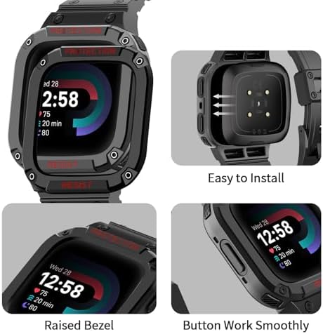 Heavy duty protective bumper case with adjustable wristband for fitness trackers