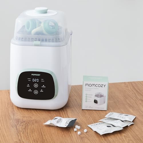 Close up of Momcozy bottle washer cleaning tablet individual pack