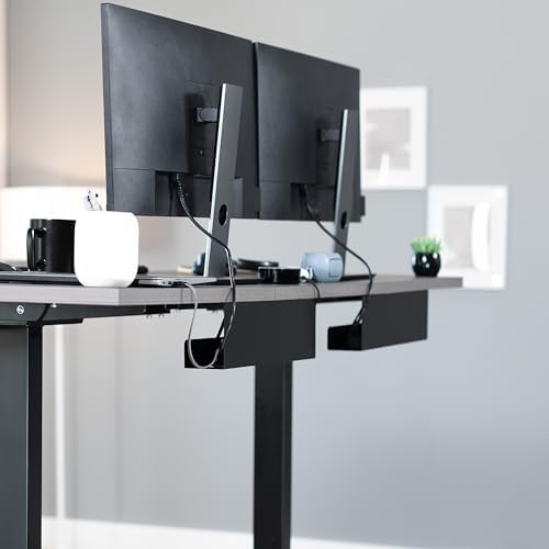 VIVO desk cord organizers holding heavy duty power strips and charging adapters