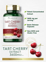 Close up of Carlyle Tart Cherry capsules nutrition facts label