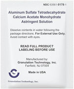 Side view of medicated soak solution box displaying active ingredients and product directions.