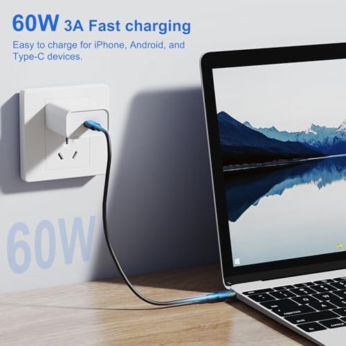 Kinizuxi 60W fast charging data cable kit connected to an Android smartphone.