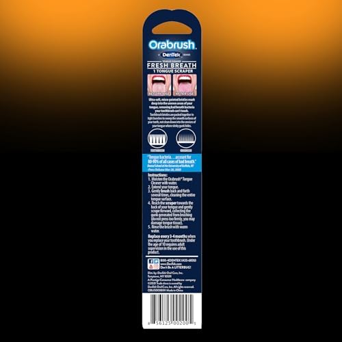 Premium imported oral care tongue brush for bad breath prevention.