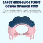 Adjustable buckle closure system on the back of the soft silicone toddler bath visor.