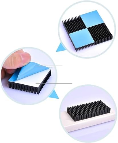 Anodized black aluminum heat sink kit for stepper motor cooling.