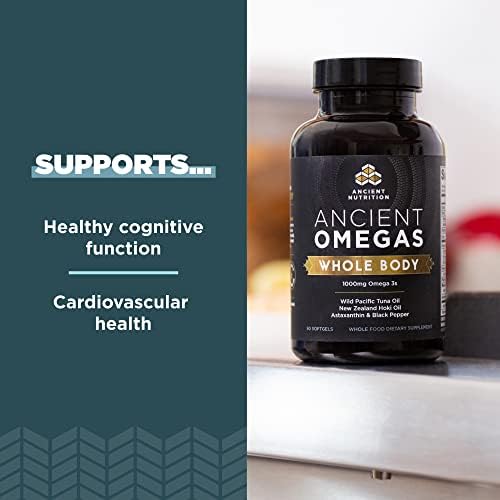 Ancient Nutrition omega-3 fish oil softgels close up