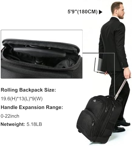 Matein water resistant roller backpack showcasing lockable metal zippers and side mesh pocket