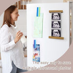 Zyeco wooden baby keepsake display holding an uncropped long sonogram strip.