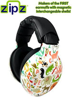 Toddler wearing adjustable Zipz hearing protection earmuffs