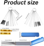 Close up view of the spiral cleaning needles from the Tinoaly torch tip set highlighting the textured grip and flexible design.
