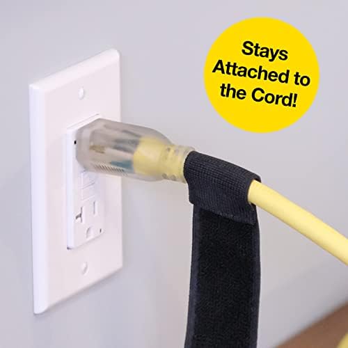 Twelve pack of black six inch reusable elastic cable ties neatly arranged on a clean background.