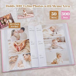 Linen hardcover photo journal with memo area for writing milestones