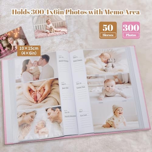 Linen hardcover photo journal with memo area for writing milestones
